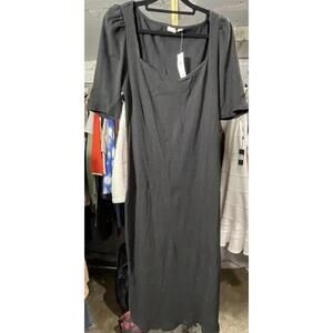 NWT Gap Womens Puff Sleeve Ribbed Knit Sweetheart Midi Dress NWT Size M MSRP $59